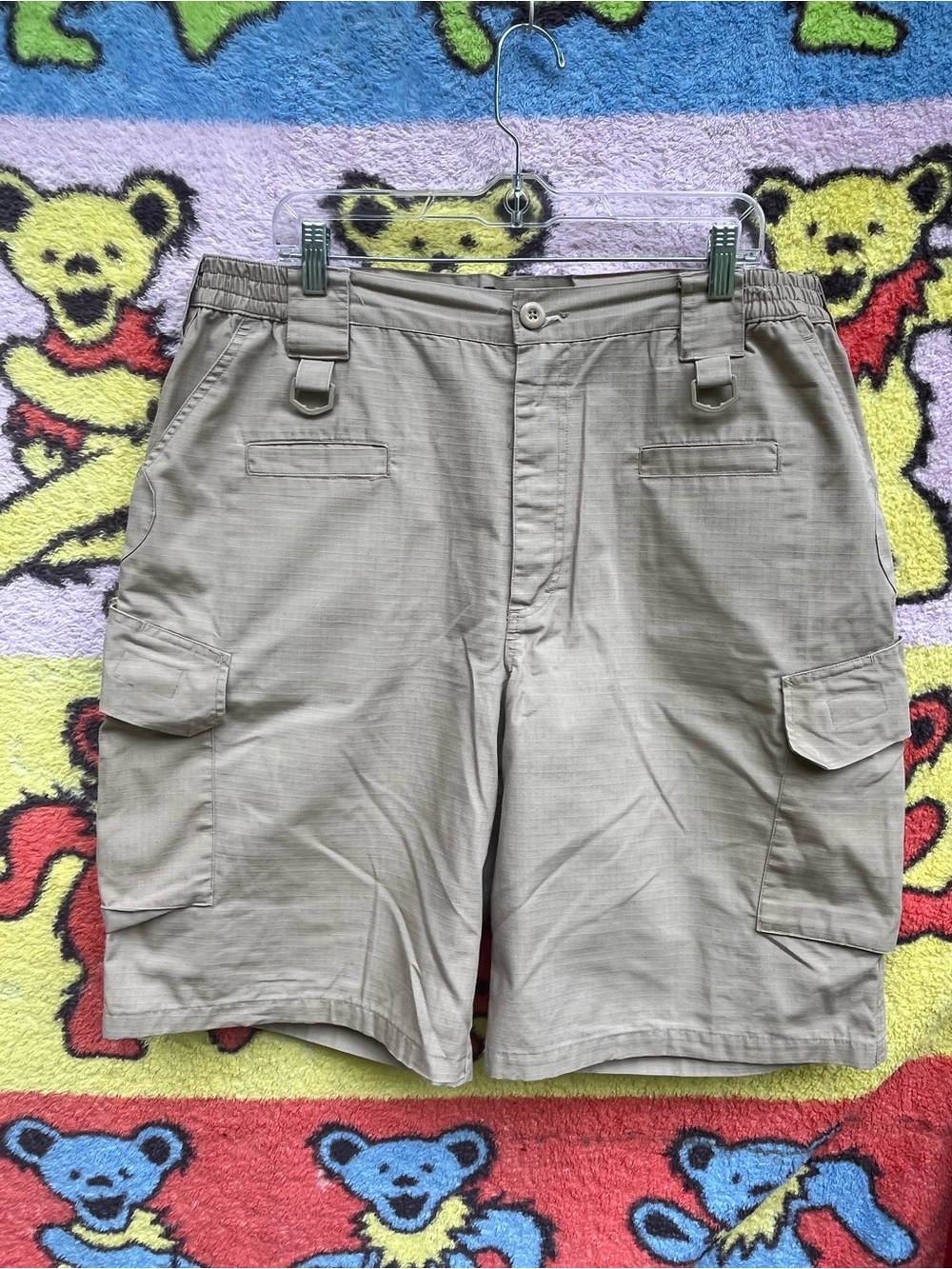 Men's Operator Tactical Shorts - Khaki cargo streetwear, relaxed, oversized